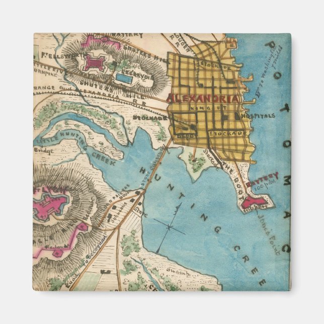 Imán Mapa de Alexandria VA y ciudades vecinas (Frente)