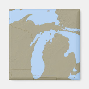 Imán Mapa de alivio de Michigan