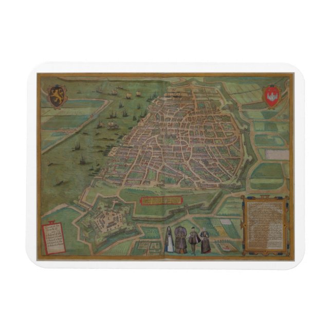 Imán Mapa de Amberes, de 'Civitates Orbis Terrarum' por (Horizontal)