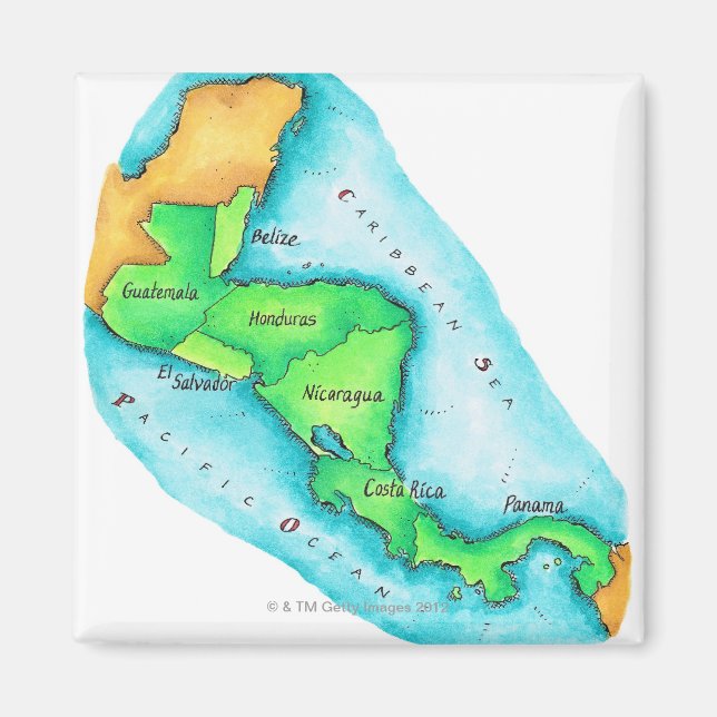 Imán Mapa de América Central (Frente)