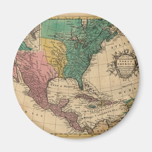 Imán Mapa de América del Norte de 1763 (Frente)
