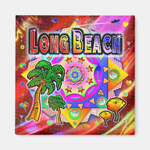 Imán Mapa de Amigos Tropicales de Long Beach