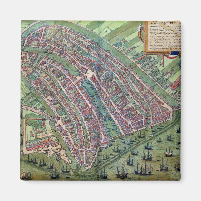 Imán Mapa de Amsterdam, de 'Civitates Orbis Terrarum' (Frente)