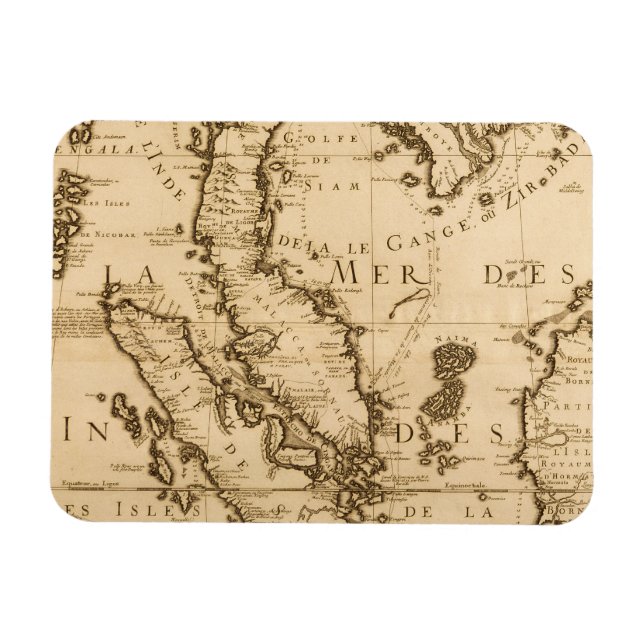 Imán Mapa de antigüedades del Sudeste Asiático | 1687 (Horizontal)