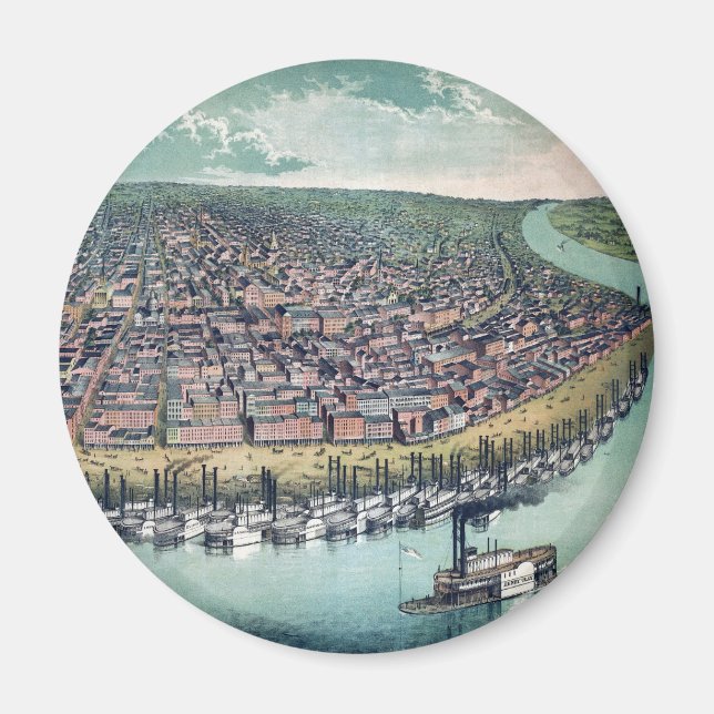 Imán Mapa de Antigüedades Río Saint Louis Missouri Miss (Frente)