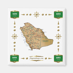 Imán Mapa de Arabia Saudita + Mapa de banderas