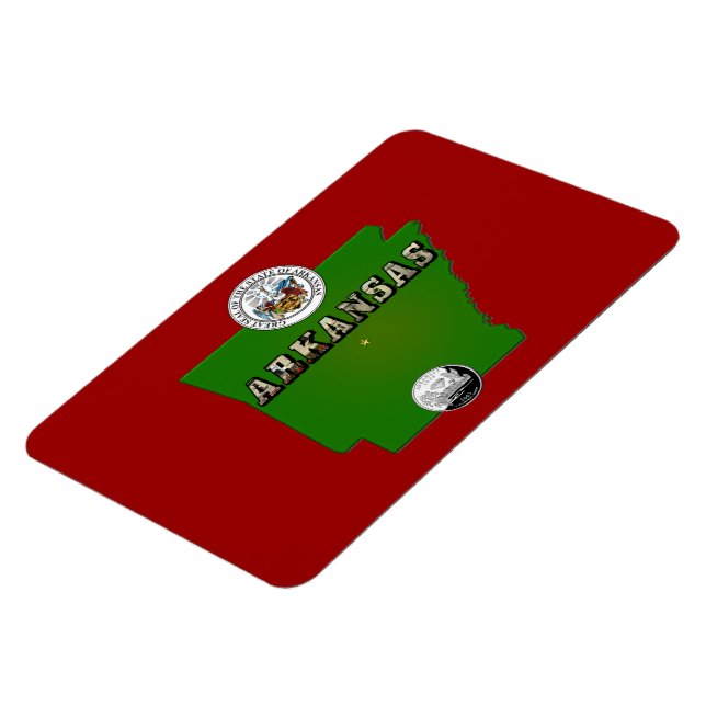 Imán Mapa de Arkansas, Sello y Barrio Faux Estatal (Lado Izquierdo)