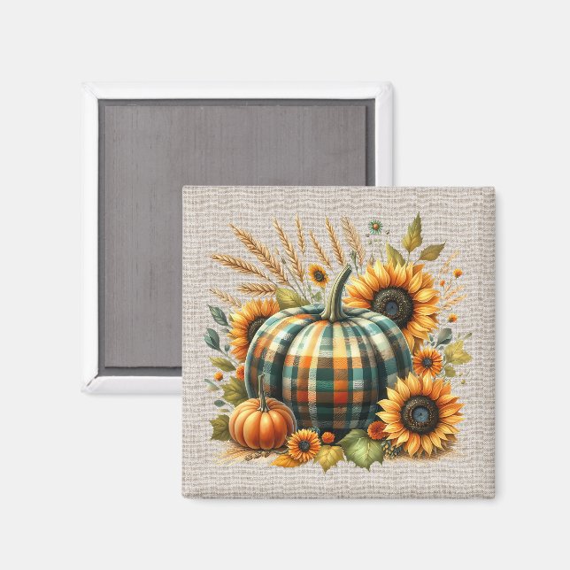 Imán Mapa de arte de la calabaza de otoño (Anverso/Reverso)