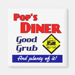 Imán Mapa de arte de la cocina de Pops Diner