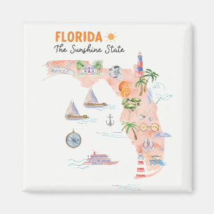 Imán Mapa de arte estatal de Watercolor California