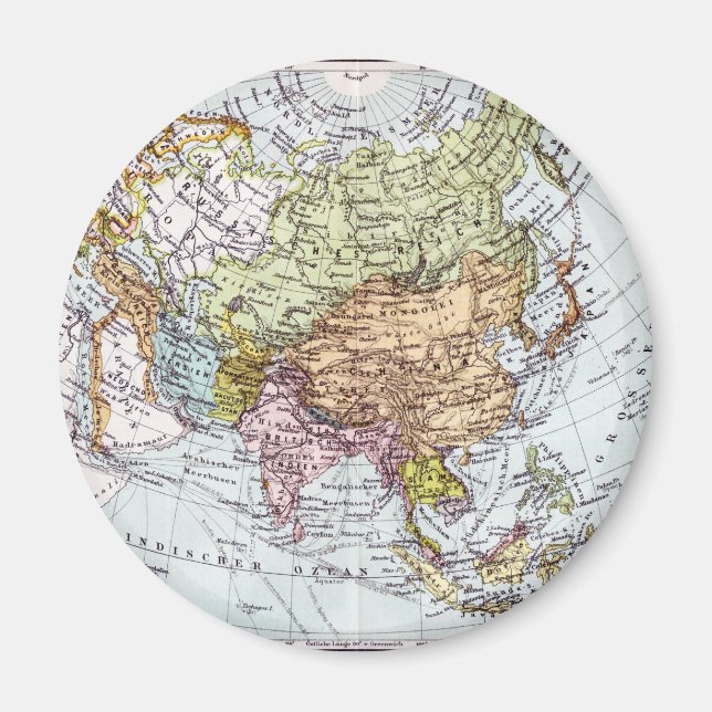 Imán Mapa de Asia del siglo XIX (Frente)