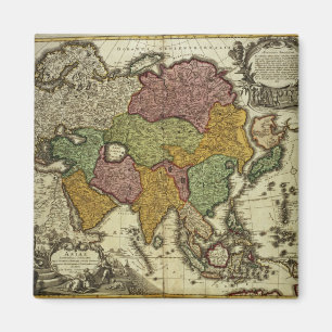 Imán Mapa de Asia, Nuremberg, c.1730