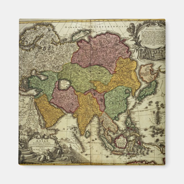 Imán Mapa de Asia, Nuremberg, c.1730 (Frente)