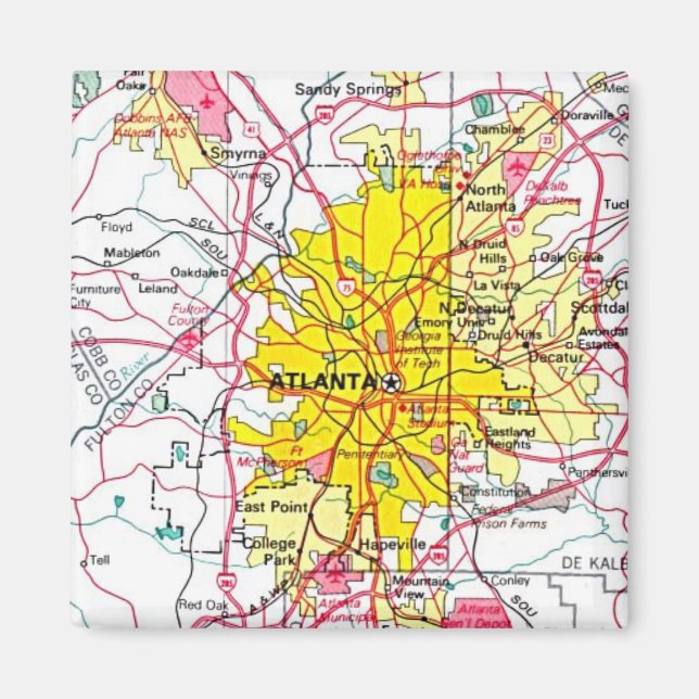 Imán Mapa de Atlanta (Frente)