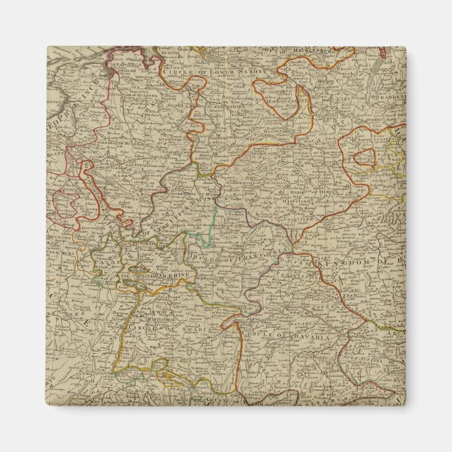 Imán Mapa de atlas de color mano en Alemania (Frente)