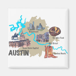 Imán Mapa de Austin Texas
