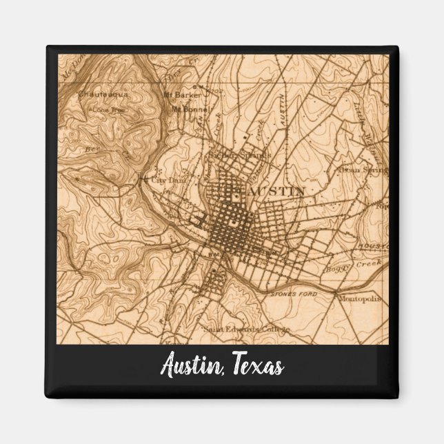 Imán Mapa de Austin Vintage (Frente)