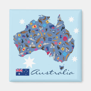 Imán Mapa de Australia con los artículos culturales
