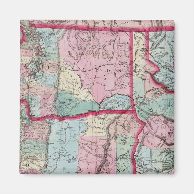 Imán Mapa de Bancroft de Oregón, Washington, Idaho (Frente)