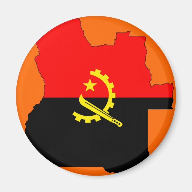 Imán Mapa de bandera de Angola (Frente)