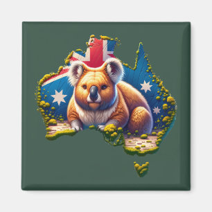 Imán Mapa de bandera de Australia Koala Bear