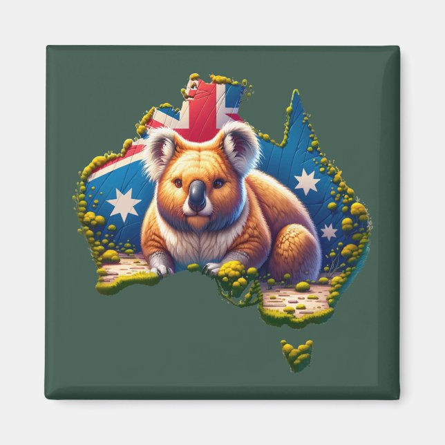 Imán Mapa de bandera de Australia Koala Bear (Frente)