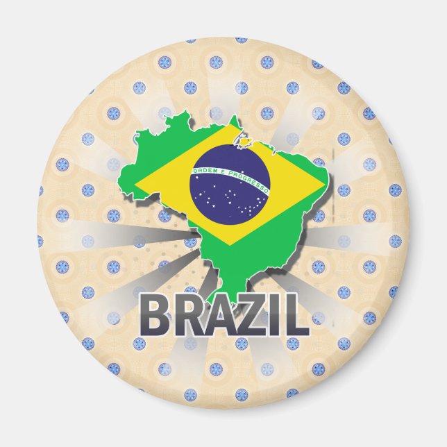 Imán Mapa de bandera de Brasil 2.0 (Frente)
