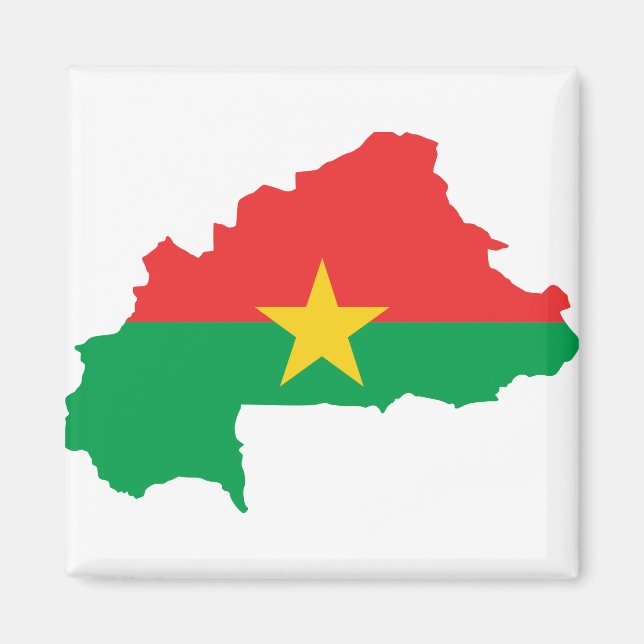 Imán Mapa de bandera de Burkina Faso BF (Frente)