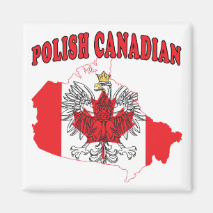 Imán Mapa de bandera de Canadá en Polonia