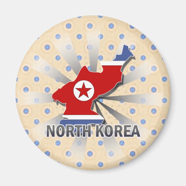 Imán Mapa de bandera de Corea del Norte 2.0 (Frente)