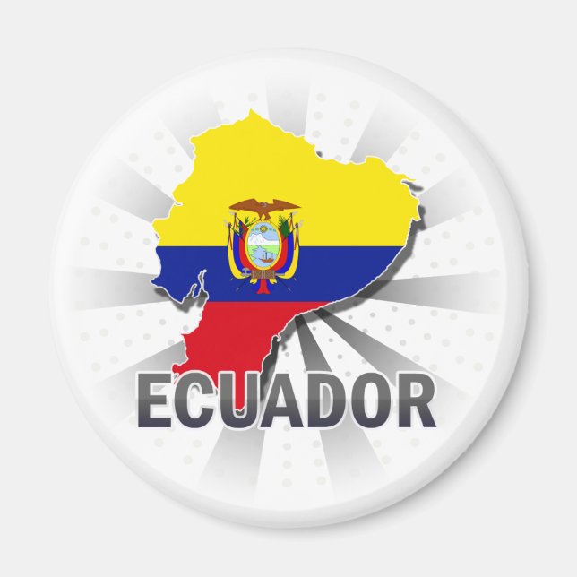 Imán Mapa de bandera de Ecuador 2.0 (Frente)