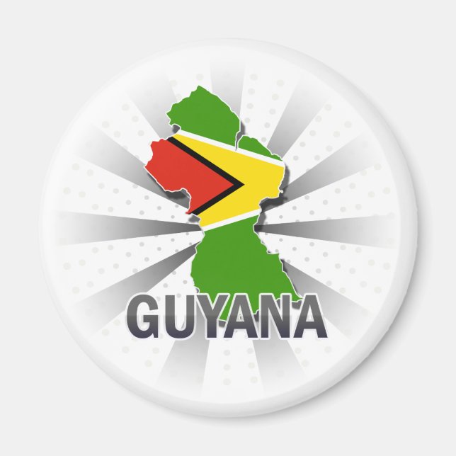 Imán Mapa de bandera de Guyana 2.0 (Frente)