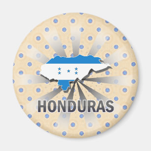 Imán Mapa de bandera de Honduras 2.0