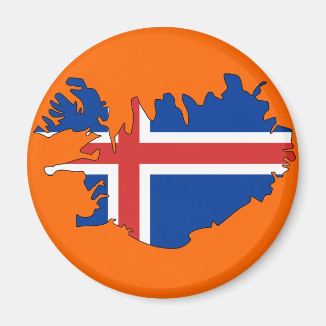 Imán Mapa de bandera de Islandia (Frente)