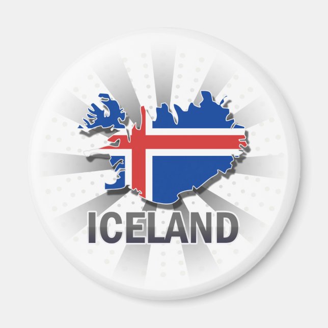 Imán Mapa de bandera de Islandia 2.0 (Frente)
