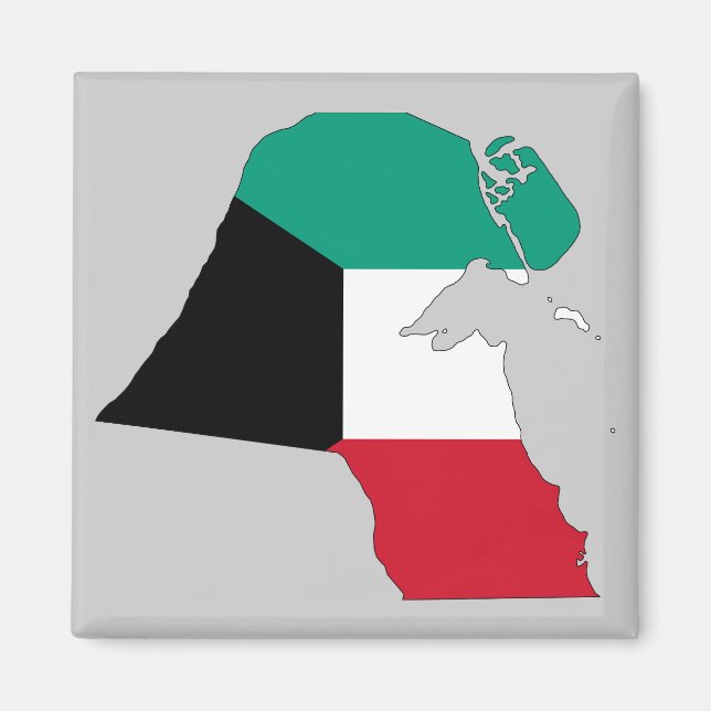 Imán Mapa de bandera de Kuwait (Frente)
