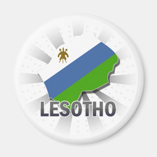 Imán Mapa de bandera de Lesoto 2.0 (Frente)