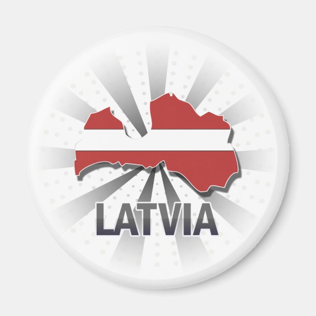 Imán Mapa de bandera de Letonia 2.0 (Frente)
