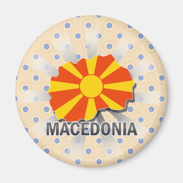 Imán Mapa de bandera de Macedonia 2.0 (Frente)