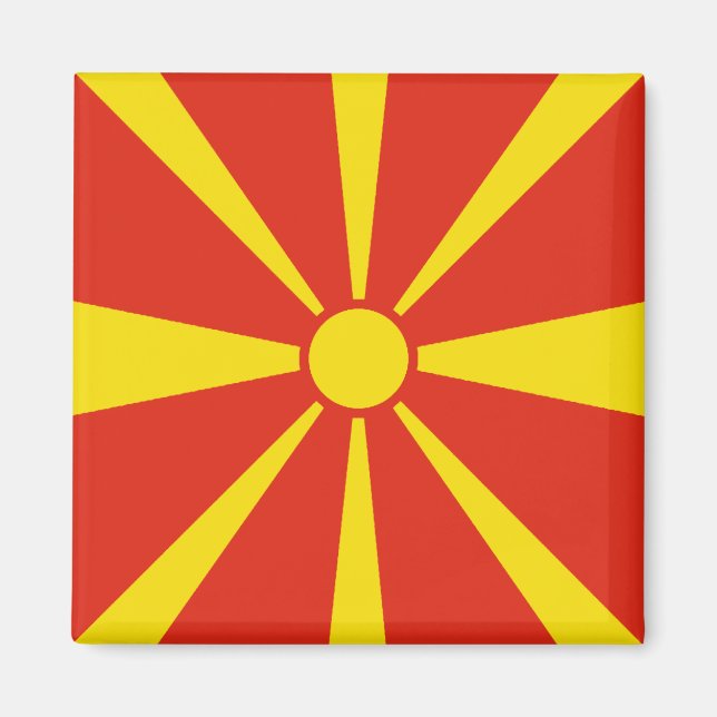 Imán Mapa de bandera de Macedonia del Norte (Frente)