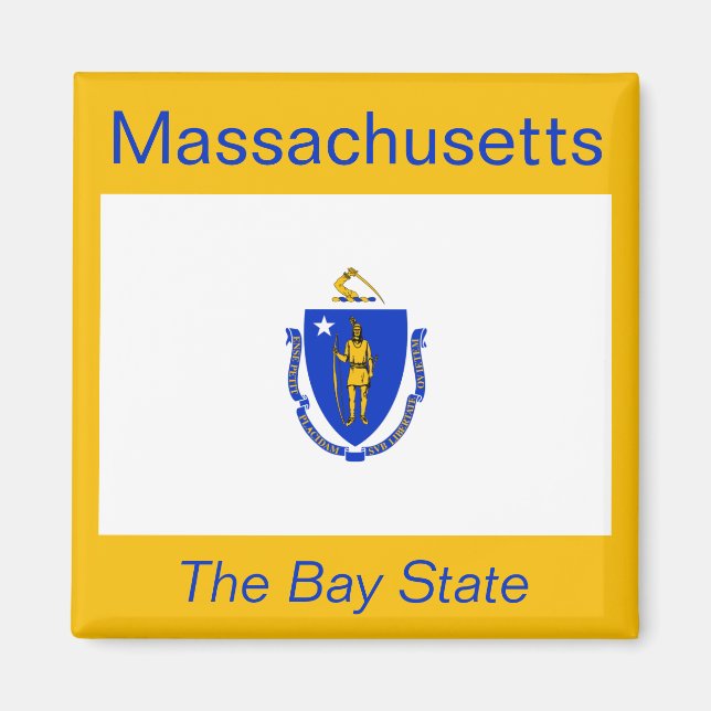 Imán Mapa de bandera de Massachusetts (Frente)