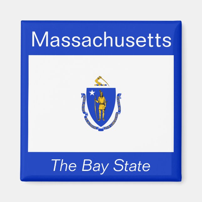 Imán Mapa de bandera de Massachusetts (Frente)