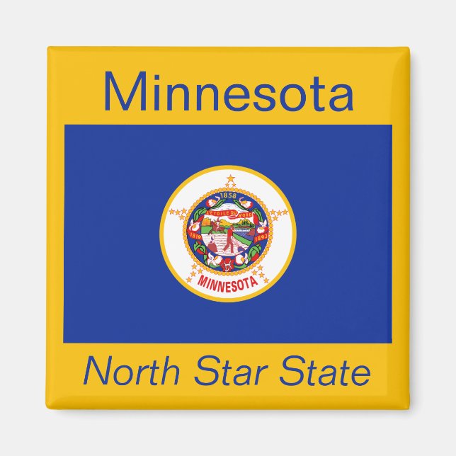 Imán Mapa de bandera de Minnesota (Frente)