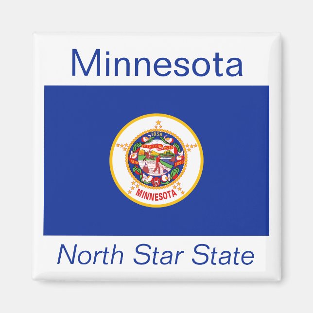 Imán Mapa de bandera de Minnesota (Frente)