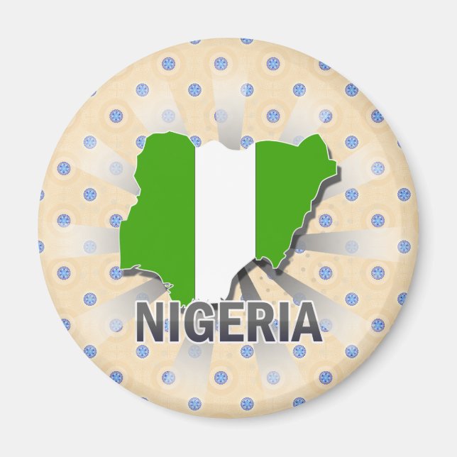 Imán Mapa de bandera de Nigeria 2.0 (Frente)