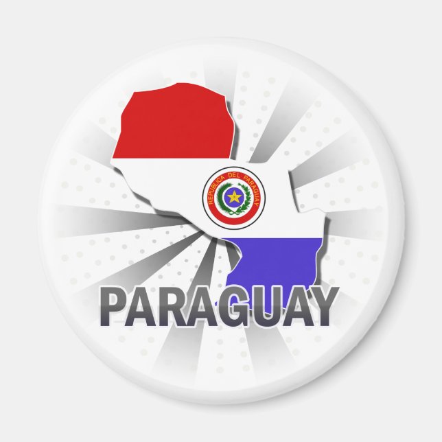 Imán Mapa de bandera de Paraguay 2.0 (Frente)