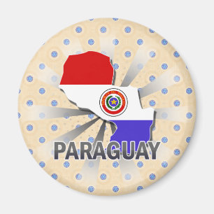 Imán Mapa de bandera de Paraguay 2.0