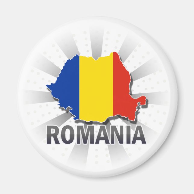 Imán Mapa de bandera de Rumania 2.0 (Frente)