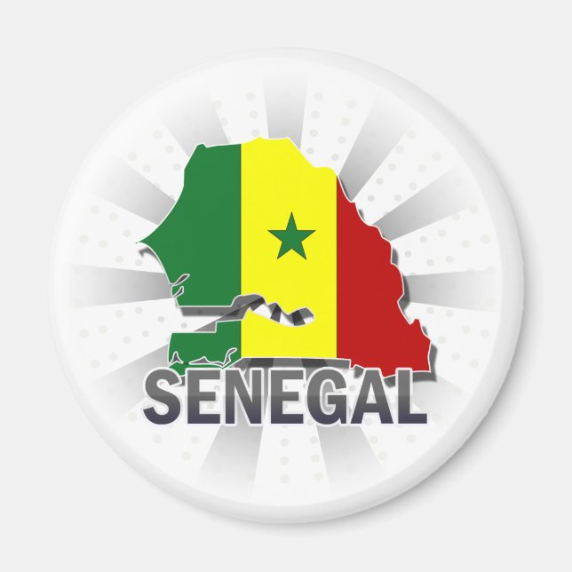 Imán Mapa de bandera de Senegal 2.0 (Frente)