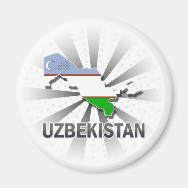 Imán Mapa de bandera de Uzbekistán 2.0 (Frente)